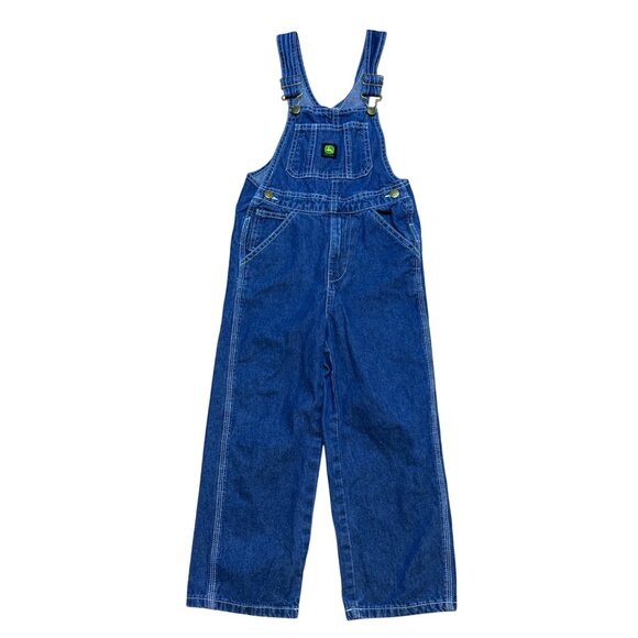 John Deere Unisex Kids Denim Overalls Size 7 - Picture 1 of 7